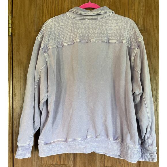 Urban Daisy Lavender Mineral Wash Half Snap Collared Oversized PTP 27.5” Cotton - Picture 2 of 8